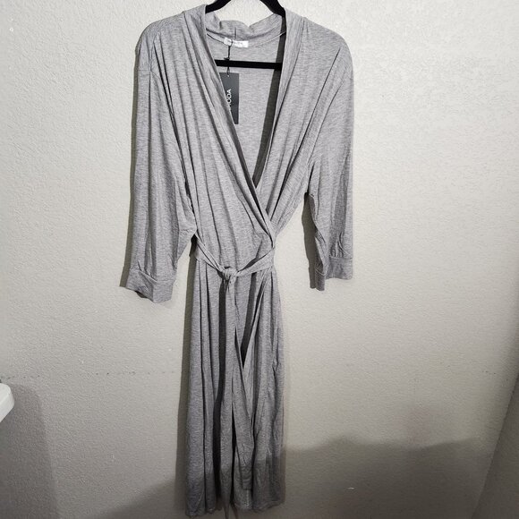 MAXMODA Robe Womens 3XL Gray Lightweight Long Belted Sleepwear Lounge New - Picture 1 of 8